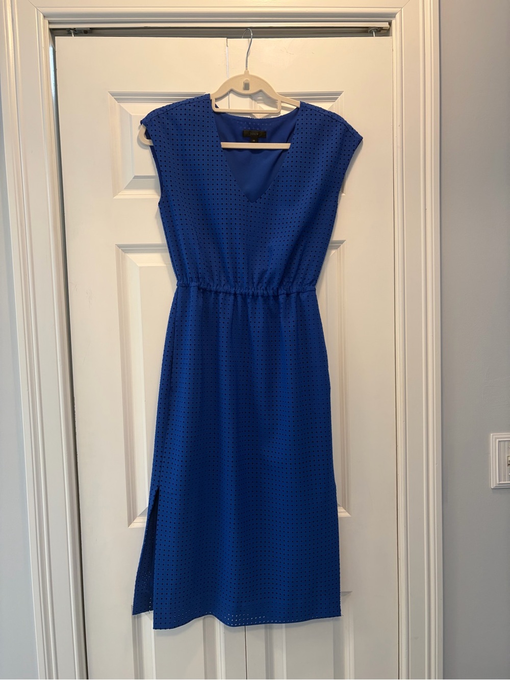 J. Crew Royal Blue Eyelet Midi Dress